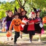Kids dressed in Halloween costumes